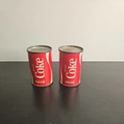 Vintage 70's Coca-Cola Salt & Pepper Shakers Coke Soda Can  Metal 2.5" Tall t8