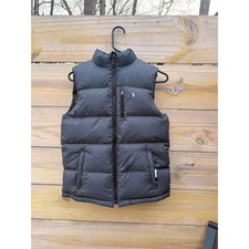 Polo Ralph Lauren Reversible Puffer Vest Boys Large 14-16 Grey Black Zip Up