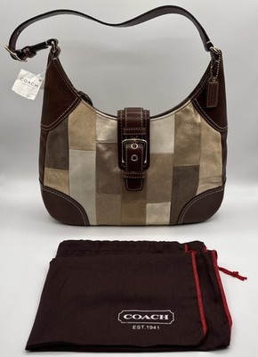 Coach Hampton Mosaic Hobo Bag Leather Brown F0793 F11217 Suede