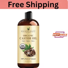 Premium Organic Castor Oil 100% Pure and Hexane-Free Cold-Pressed Beauty 16 fl.