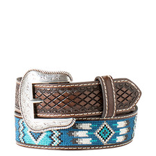 Ariat Boy's Diamond Embroidered Brown  Blue Western Belt A1307602