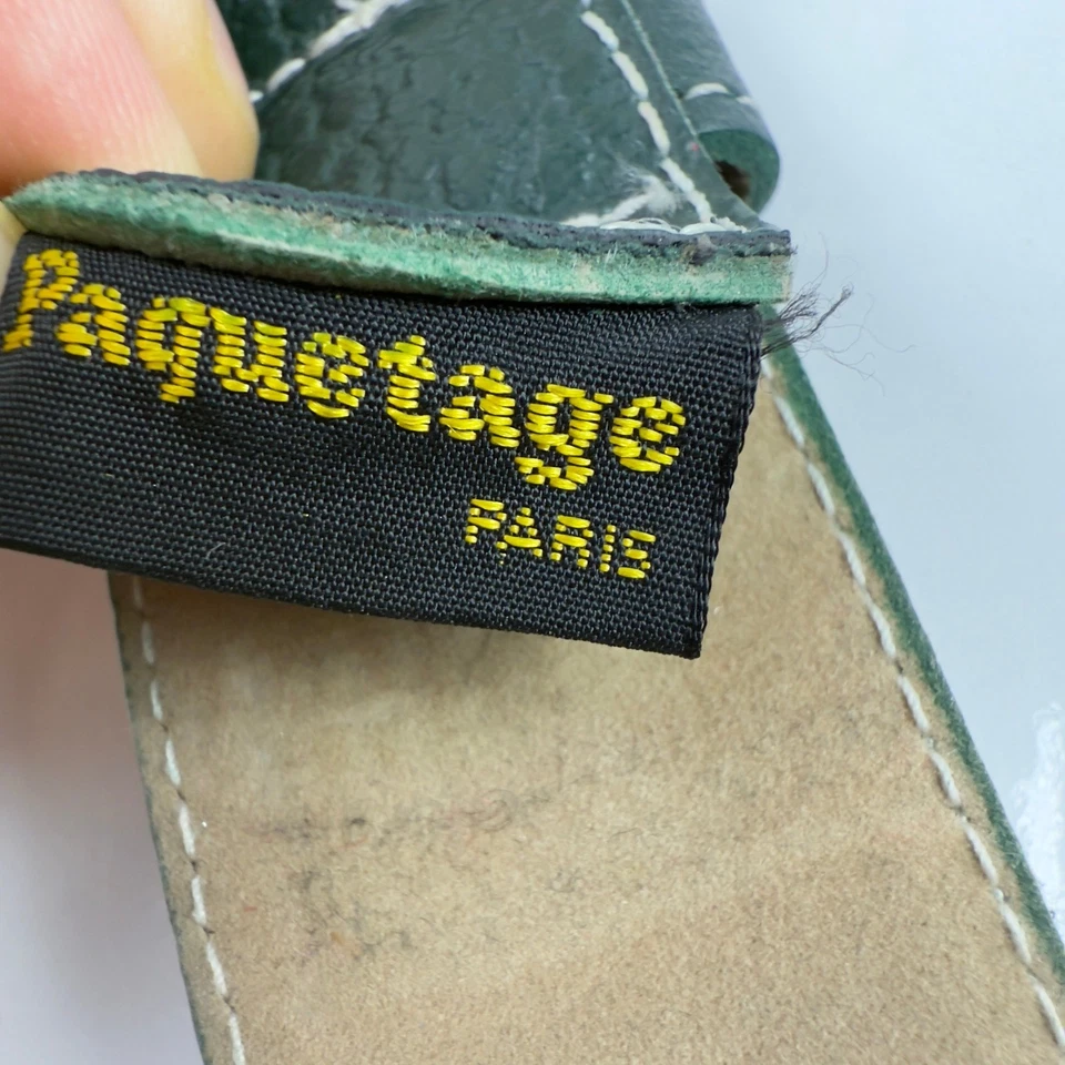 Cinturón verde con hebilla de cuero dividido guijarro parís de colección 80/32 Foto 3 de 4