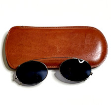 Vintage Brooks Brothers 191 1112 Gunmetal Oval Metal Clip-On Sunglasses Frames