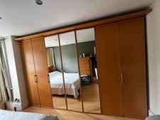 Hülsta German Designer Beechwood Wardrobe System – 3 Double + 1 Single Mirrored