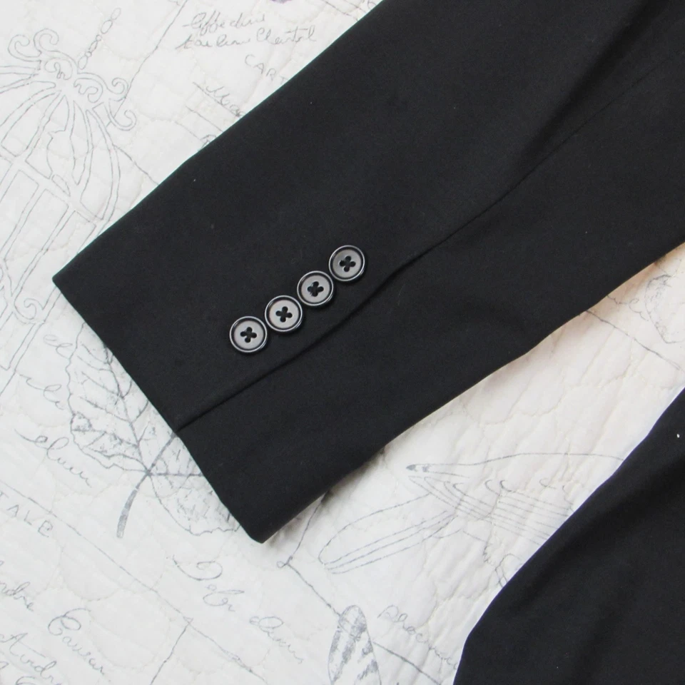 BROOKS Brothers 意大利黑色弹力羊毛上衣缝线女式西装外套夹克 6 — 第 2/4 张图片