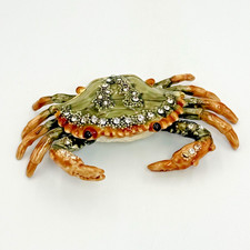 Boîte à bijoux bijoutier vert crabe figurine 3 5/8" émaillée