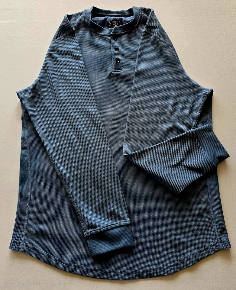 Hombre Liberty Pro Manga Larga Henley Patrón Waffle Manga Larga: Talla L Foto 2 de 4
