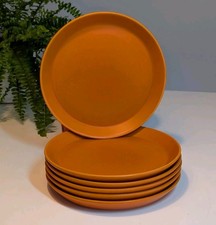 Honiton Pottery Devon - Orange Ceramic Side Plates X6 (20cm) VGC