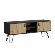 TUHOME Huna Hairpin Legs TV Stand DualTone with 2 Doors  Multi-color