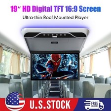 19.5" Flip Down Car Roof Monitor HD TFT 1080P Screen Ceiling Overhead USB HDMI