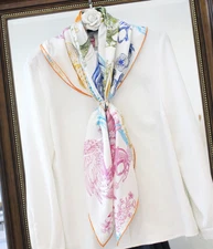 100% Twill Silk Square Scarf Bandanna Women Neckerchief Wrap 35'' animal Print