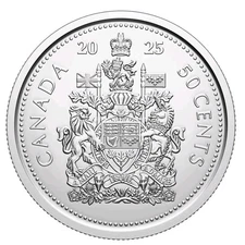 2025 .50 Cents CANADA Neuve BU. Demi Dollar. ERREURS Frappe Graisse. VOIR PHOTOS