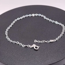 NEW 925 Sterling Silver Flat Rolo Anklet Bracelet 9" 1" Extension