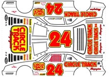 24 Circle Track RED Numbers 1/64th HO Scale Slot Car Waterslide Decals