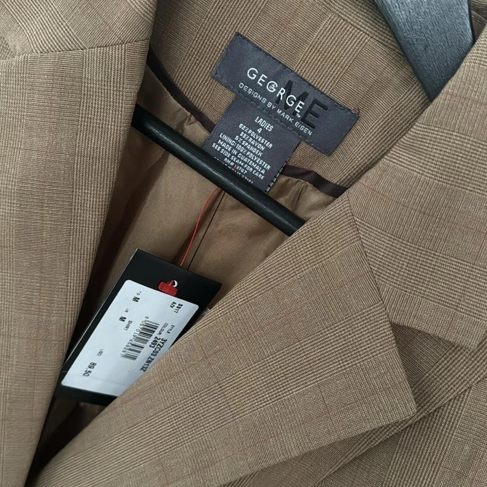 Jaqueta George Me Design by Mark Eisen feminina listrada marrom e vermelha tamanho 4 - Imagem 3 de 4