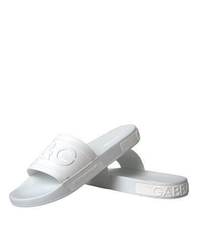 Dolce & Gabbana White Rubber Slides Sandals Beachwear Shoes - 第 6/8 張圖片