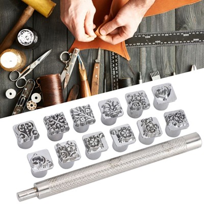 12Pcs Stamping Punch Tool Tang Dynasty Flower Design DIY Vegetable Leather Stamp