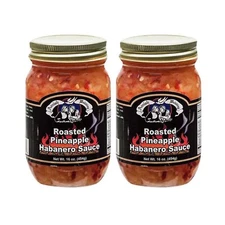 Amish Wedding Roasted Pineapple Habanero Sauce, USA Made, 15 oz, Pack of 2 Jars
