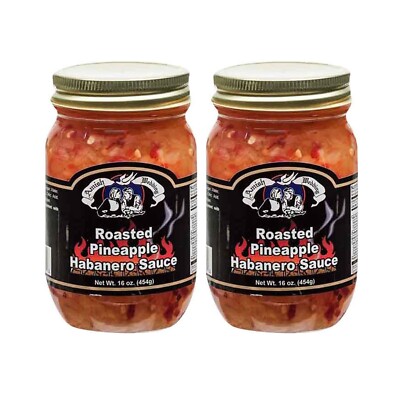 Amish Wedding Roasted Pineapple Habanero Sauce, USA Made, 15 oz, Pack of 2 Jars