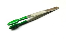 Tweezers Rubber Coated PVC Soft Non Marring Flat Tips Lab Hobby Bead Craft Tools