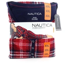 Nautica Women's Textured Stretch Microfleece 2-Piece Pajama Set, XXLarge, Red