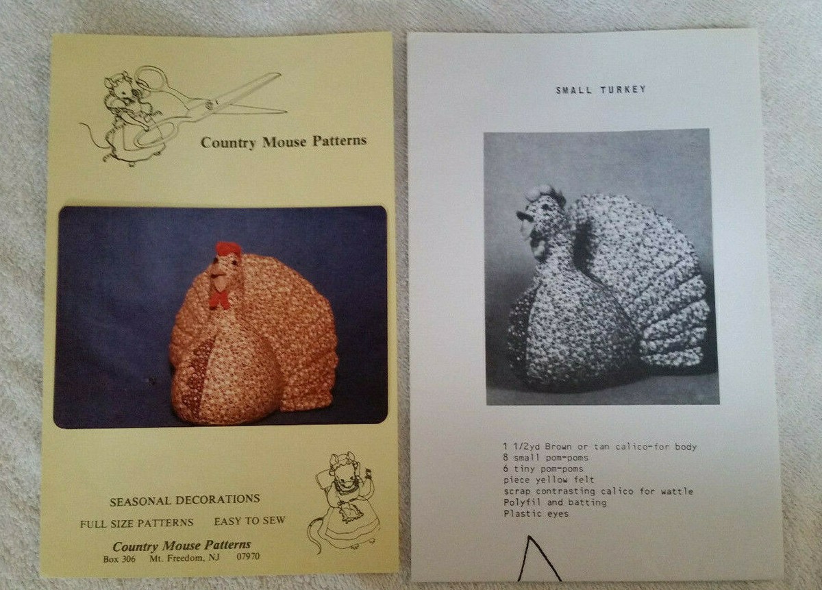 Calico Fabric Turkey Sewing Pattern Vintage 1981 Uncut | eBay