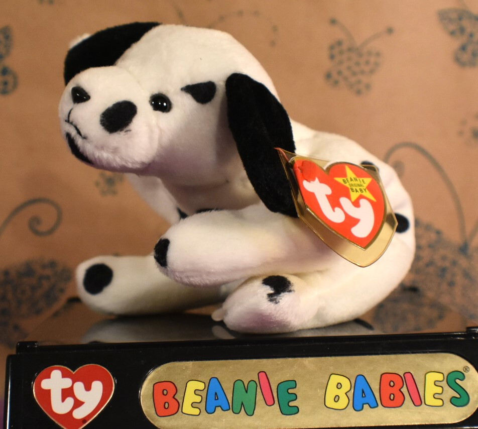 Ty Beanie Babies "Dotty" 1996 Black and White puppy dog Dalmatian PVC