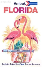Vintage Florida Amtrak 1975 Travel Poster Print 17x12