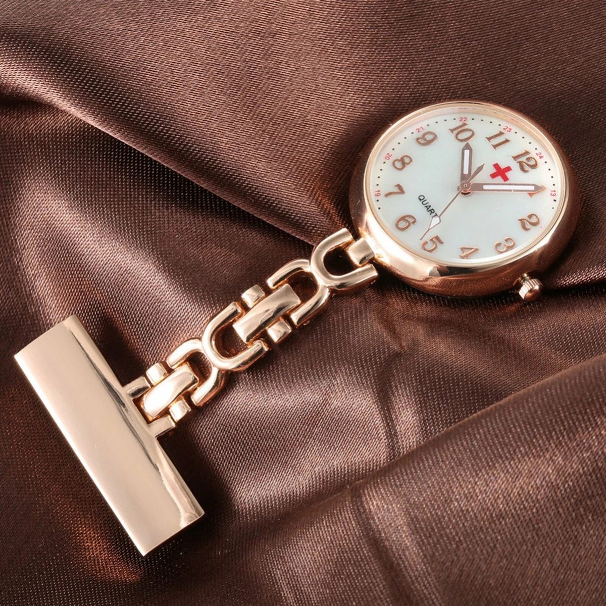 1 2X Model Rose Gold Nurse Fob Watch Large Face Nursing Pendant