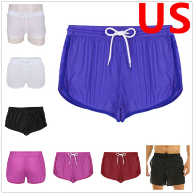 US Mens Swim Shorts Swimwear See Through Trunk Boxer Brief Swimwear Underwear 