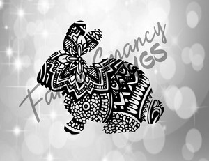 Custom Zentangle Bunny Rabbit Easter Design Mandala SVG ...