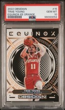 TRAE YOUNG 2022-23 OBSIDIAN BASKETBALL EQUINOX ORANGE  #15 HAWKS /35 PSA 10