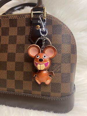 leather Mouse Keyring bag charm Keychain Car Key Fob handmade gift new