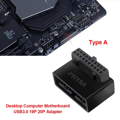 Adaptateur En-tête Carte Mère Ordinateur USB 3.0 19P 20P 90 Degrés Convertisseur B - Photo 6/12