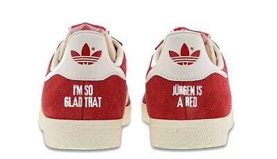 Jurgen Klopp Farewell LFC Adidas Gazelle red custom trainers