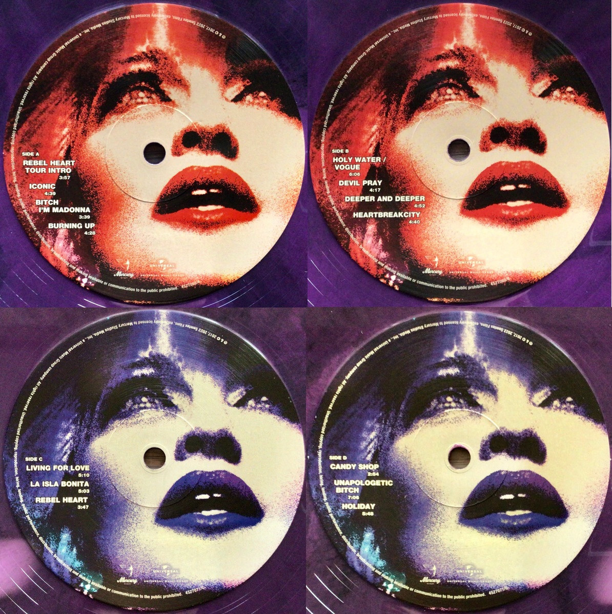 Madonna 2022 Rebel Heart Tour Taiwan OBI Purple Swirl Edition