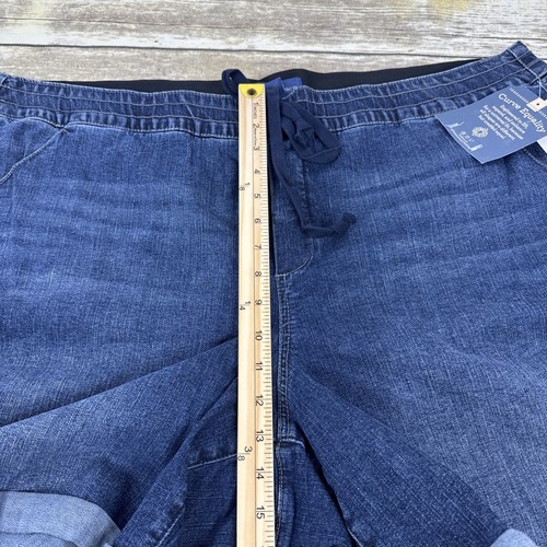 Democracy Ab Leisure High Rise Denim Shorts Size 24W Blue Cuff Hem Drawstring . - Picture 6 of 10