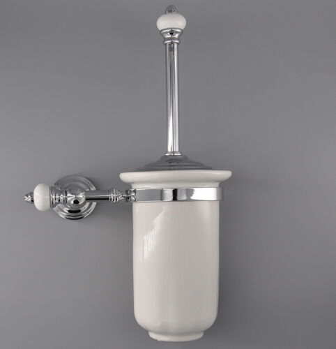 STELO WC-Bürstenhalter mit Bürste Weißes Porzellan Chrom Messing Premium Luxury - Bild 1 von 8