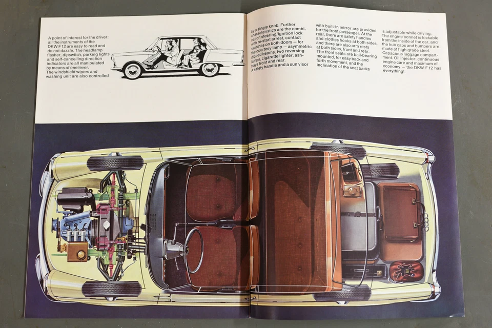 Folleto de venta de autos vintage Auto Union DKW F12 de los años 60 Foto 3 de 4