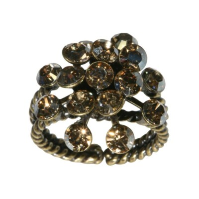 Konplott Ring Magic Fireball beige Kristall goldener Schatten