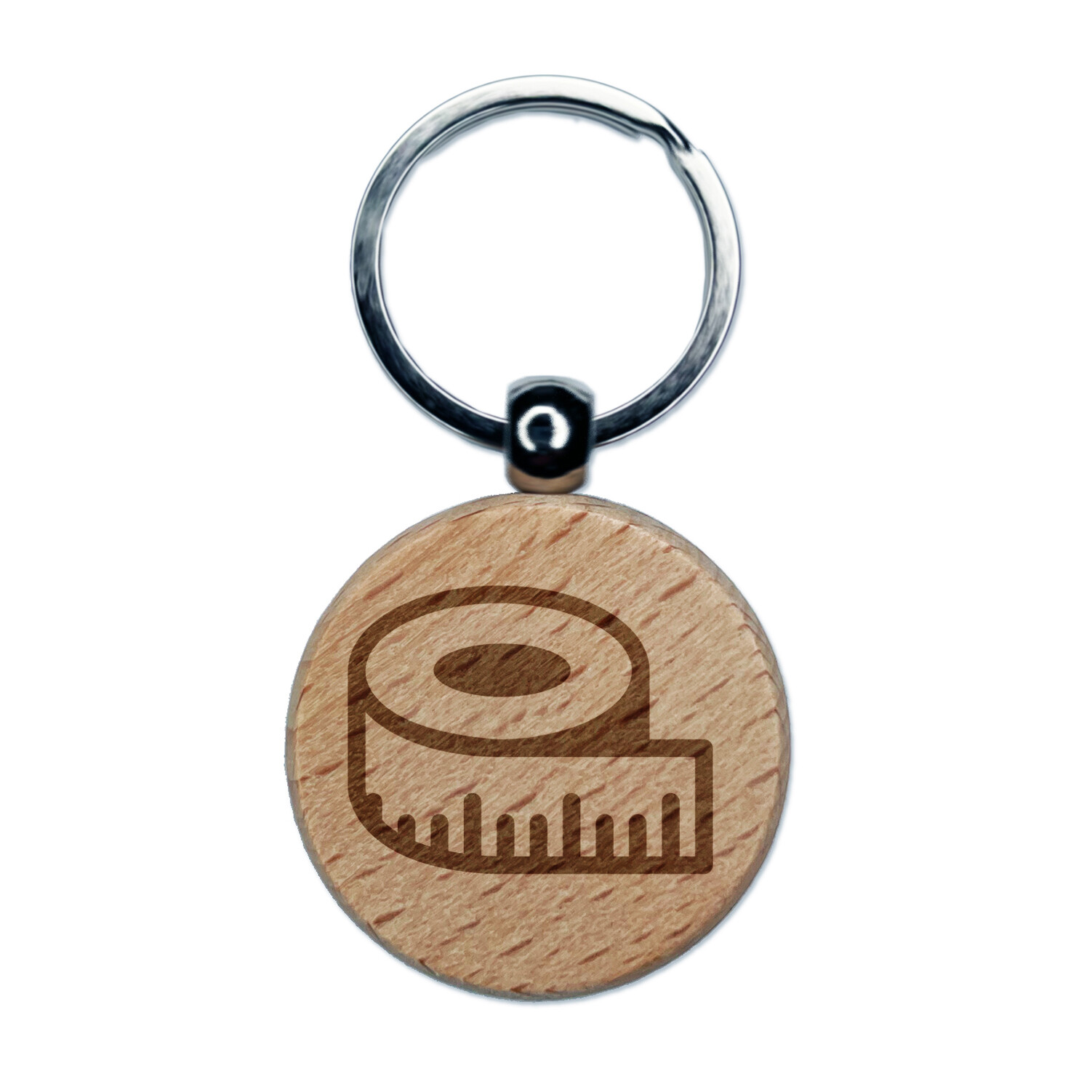 Measuring Tape Sewing Engraved Wood Round Keychain Tag Charm