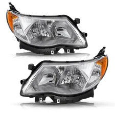 Chrome Amber Headlights For 2009-2013 Subaru Forester Halogen Headlamp L+R 09-13