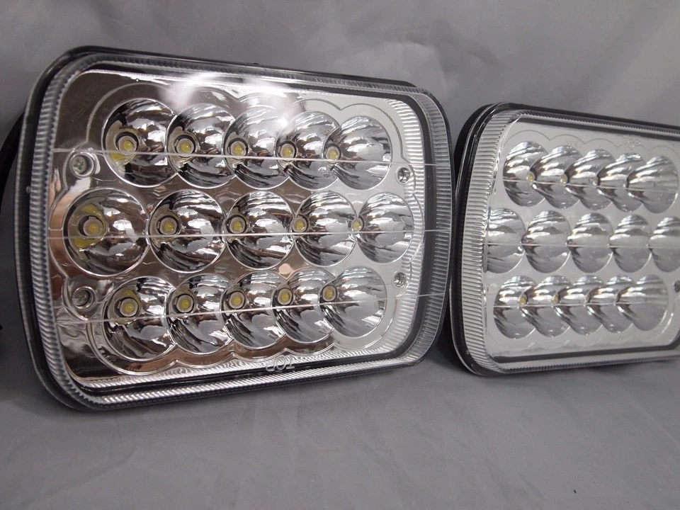 7x6" inch 15 LED H6054 Headlights & Relay Harness High/Low Beam 6000K 45W -Pair - Image 2 of 4