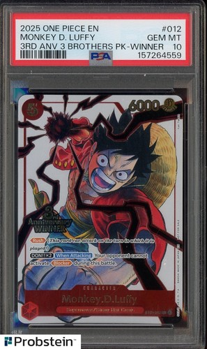 2025 One Piece Monkey. D. Luffy 3rd Anv Event Winner Prize Promo ST01-012 PSA 10