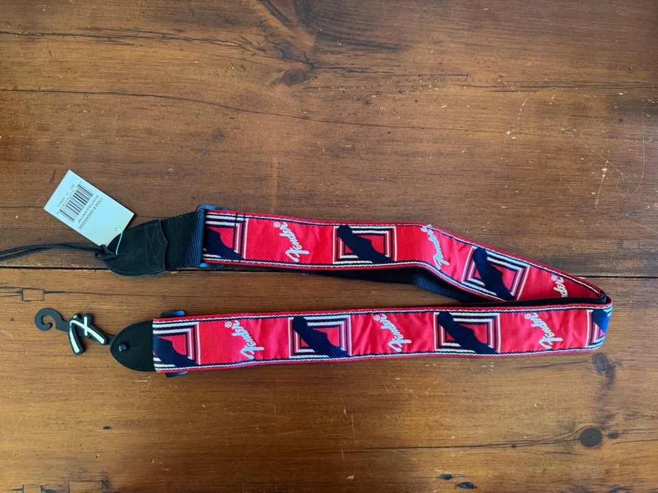 Correa de Guitarra Ajustable Fender Original 2" Monograma con Logo, Rojo/Blanco/Azul-NUEVA Foto 2 de 4