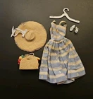 Vintage 1960s Barbie Suburban Shopper #969. Dress, purse, hat, heels & hanger.