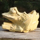 Vintage 1954 Yellow McCoy Pottery Figural FROG ON A LOG LOTUS Planter Unmarked