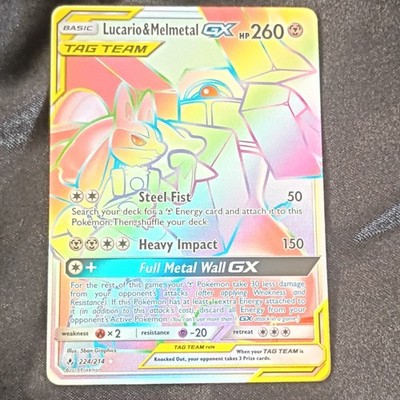 Pokémon Lucario & Melmetal GX Tag Team Full Art Rainbow Secret