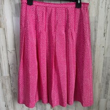 VTG 90S Y2K Pendleton Skirt Women 12 Pink Polka Dot 100 Silk Pleated Flowy Midi