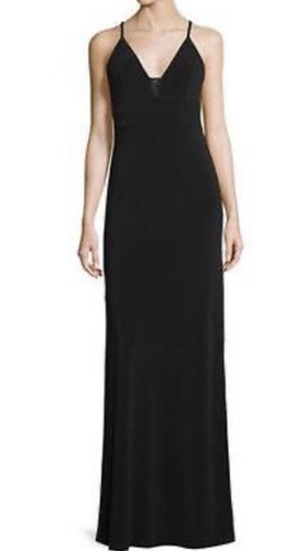 ALICE + OLIVIA Air Devlin Mesh Trim Jersey Maxi Dress Black Size 4